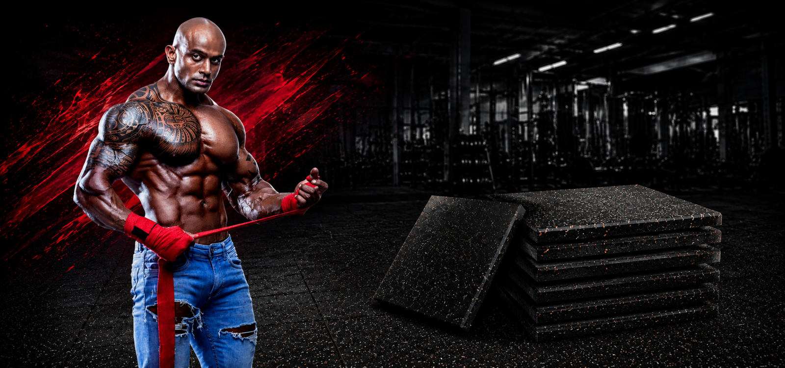 Commercial gym rubber flooring installation